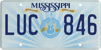 MS license plate LUC846