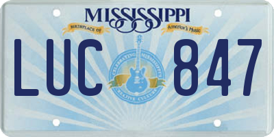 MS license plate LUC847