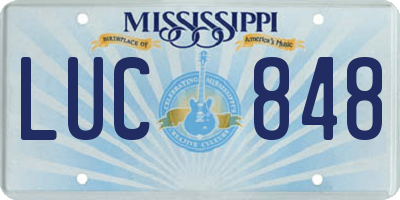 MS license plate LUC848