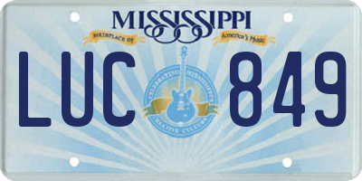 MS license plate LUC849