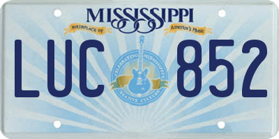 MS license plate LUC852