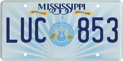MS license plate LUC853