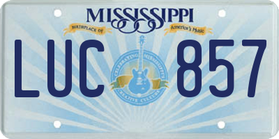 MS license plate LUC857