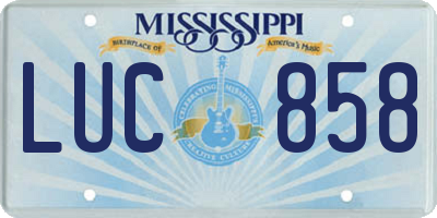 MS license plate LUC858