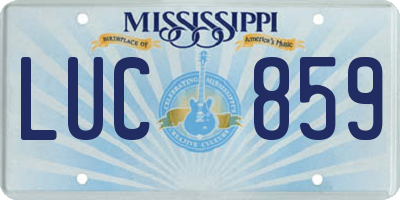 MS license plate LUC859