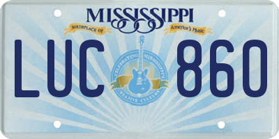 MS license plate LUC860