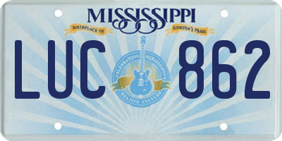 MS license plate LUC862