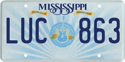 MS license plate LUC863