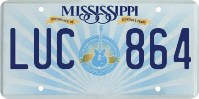 MS license plate LUC864