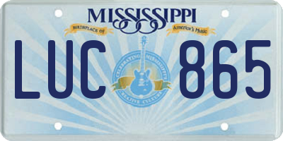 MS license plate LUC865