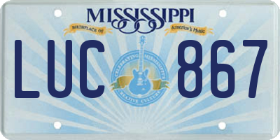 MS license plate LUC867