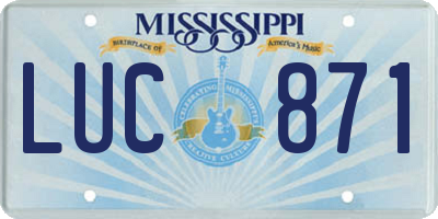 MS license plate LUC871