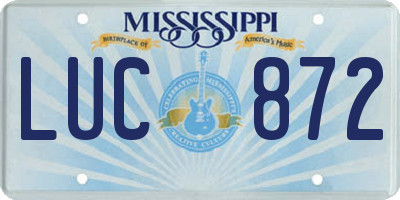 MS license plate LUC872