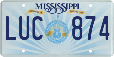 MS license plate LUC874