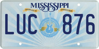 MS license plate LUC876