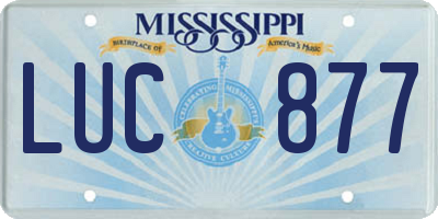 MS license plate LUC877