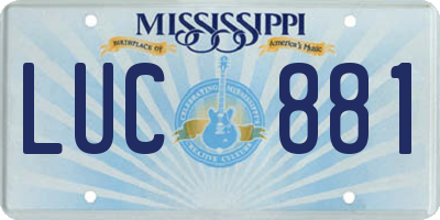 MS license plate LUC881