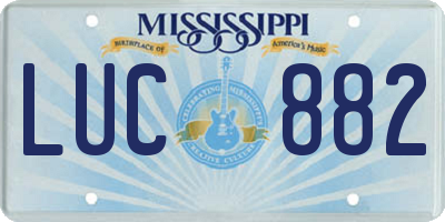 MS license plate LUC882