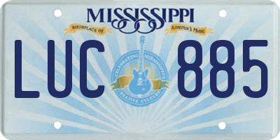 MS license plate LUC885