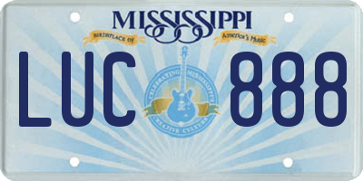 MS license plate LUC888