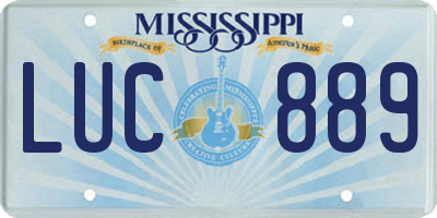 MS license plate LUC889
