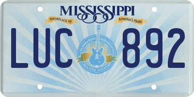 MS license plate LUC892