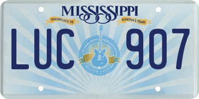 MS license plate LUC907