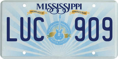 MS license plate LUC909