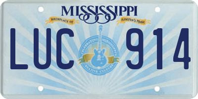 MS license plate LUC914