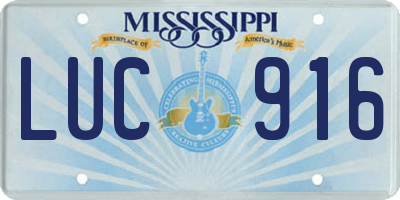 MS license plate LUC916