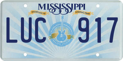 MS license plate LUC917