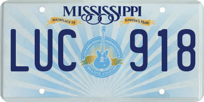 MS license plate LUC918