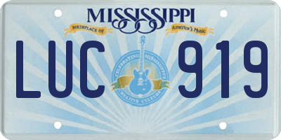 MS license plate LUC919