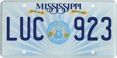 MS license plate LUC923