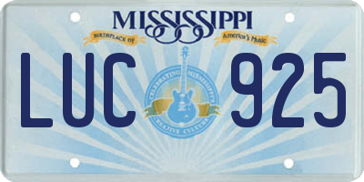 MS license plate LUC925
