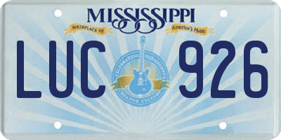 MS license plate LUC926