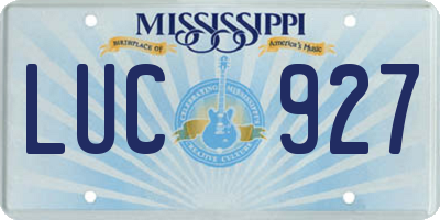 MS license plate LUC927