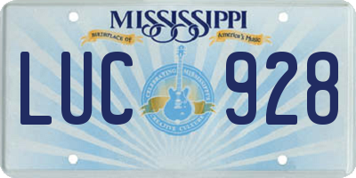 MS license plate LUC928