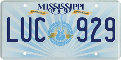 MS license plate LUC929