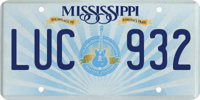 MS license plate LUC932