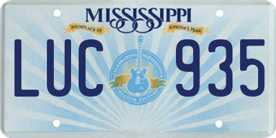 MS license plate LUC935