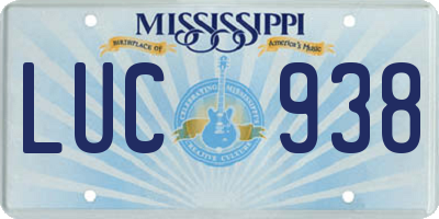 MS license plate LUC938