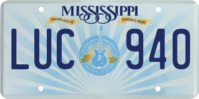 MS license plate LUC940