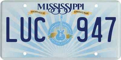 MS license plate LUC947
