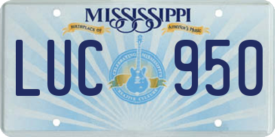 MS license plate LUC950