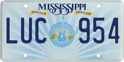 MS license plate LUC954