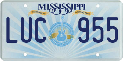MS license plate LUC955