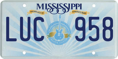 MS license plate LUC958