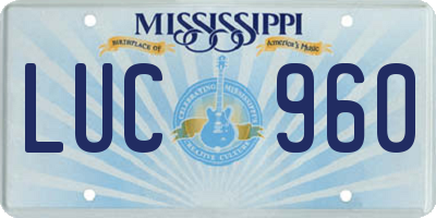 MS license plate LUC960