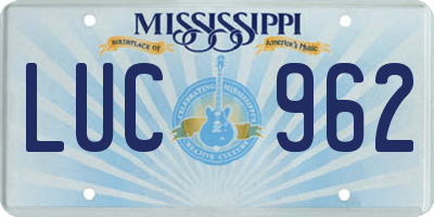 MS license plate LUC962